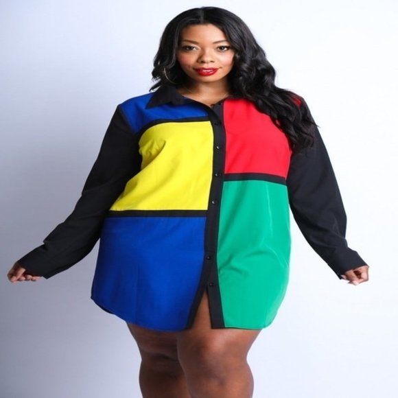 lsmboutique Dresses & Skirts - Plus Size Colorblocked shirt dress